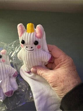 White Knit Unicorn SOCKS with stuffed Plush unicorn on socks